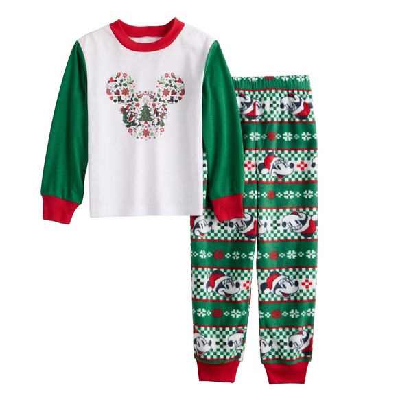 Disney Mickey Mouse Unisex Christmas Pajamas 2 Piece Set Size 10 NWT - Picture 3 of 12